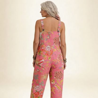 Helena | Pink Tropical Floral Dungarees