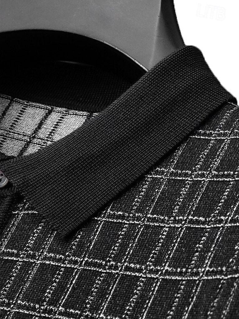 Harold | Black Textured Knit Polo