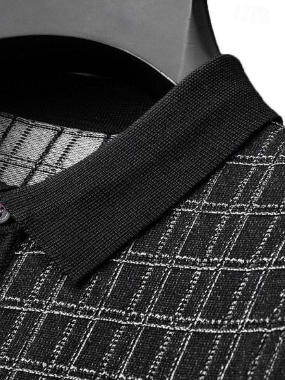 Harold | Black Textured Knit Polo