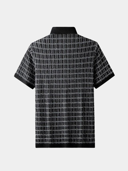 Harold | Black Textured Knit Polo