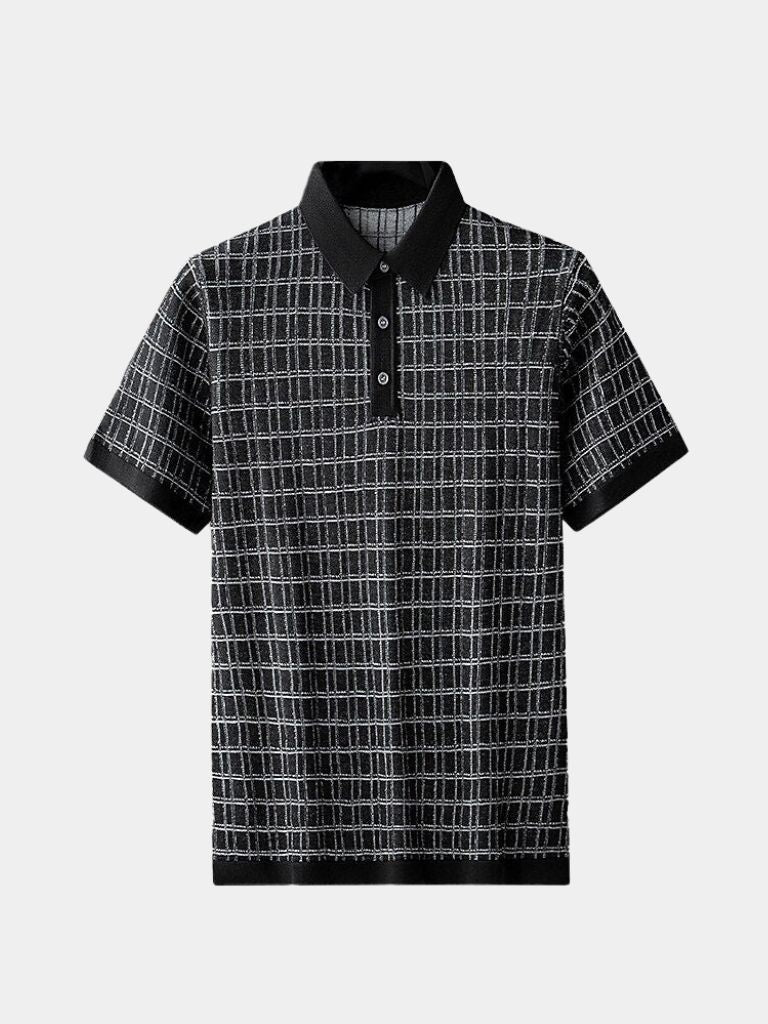 Harold | Black Textured Knit Polo