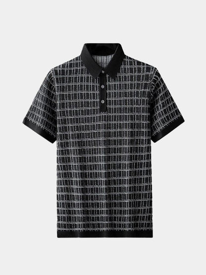 Harold | Black Textured Knit Polo