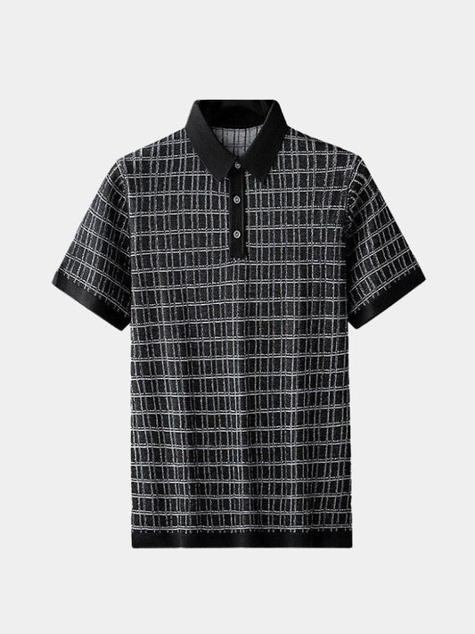 Harold | Black Textured Knit Polo