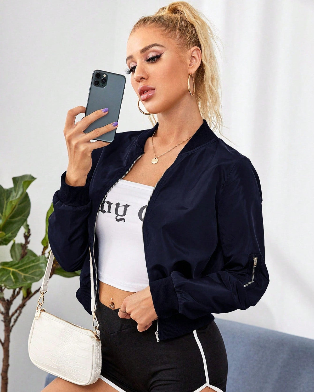 Ida | Lightweight Satin Bomber Jacket