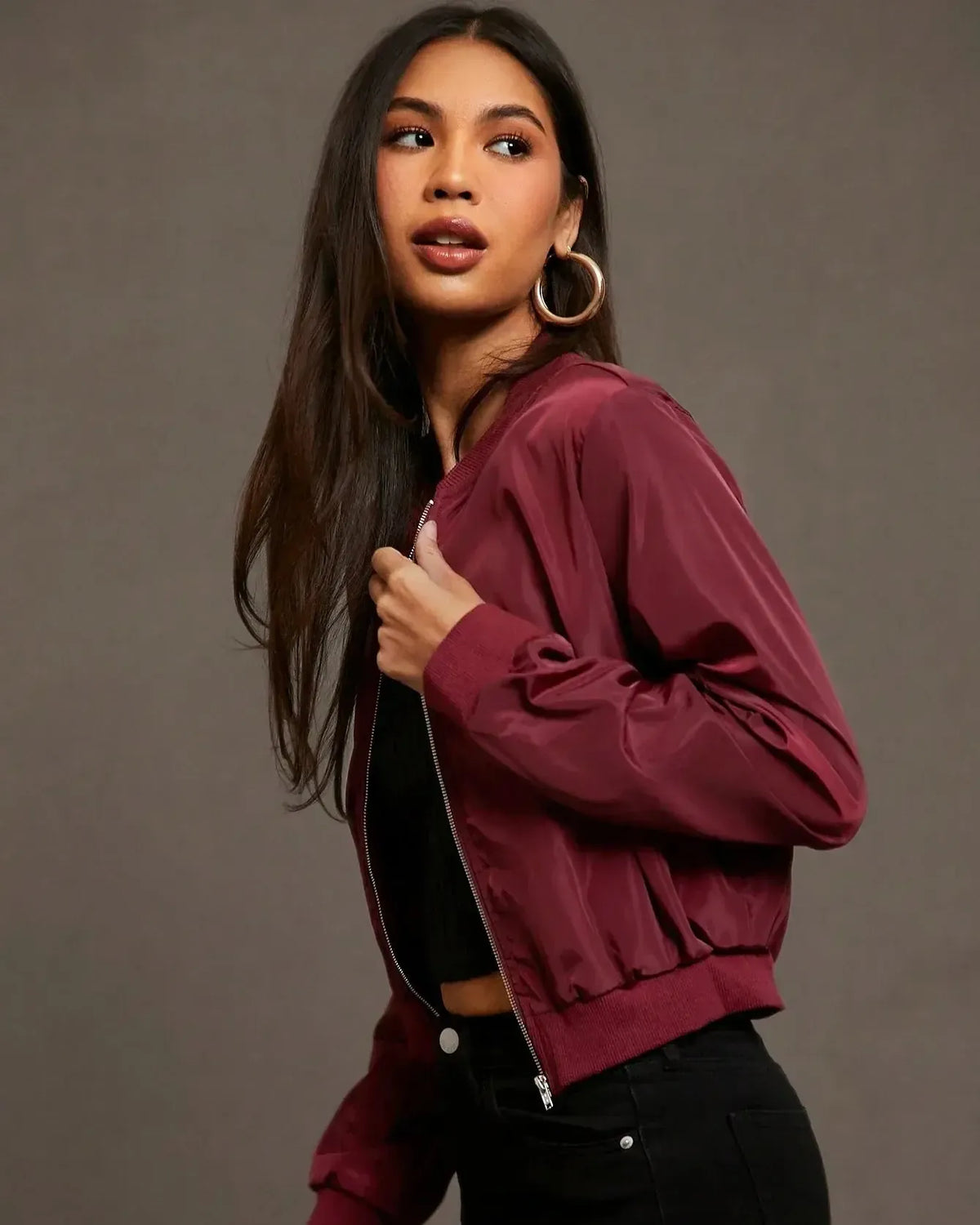 Ida | Lightweight Satin Bomber Jacket
