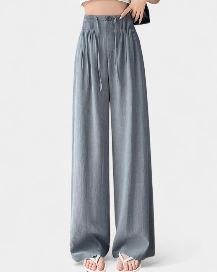 Isabella | Beige Flowing Wide-Leg Trousers