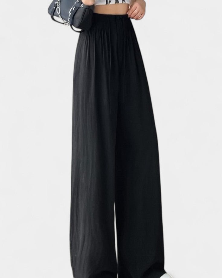 Isabella | Beige Flowing Wide-Leg Trousers