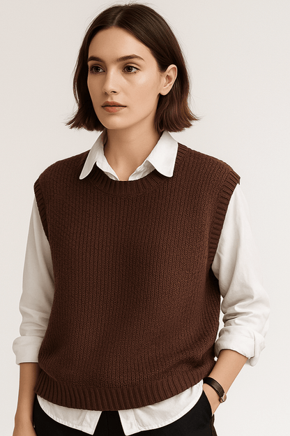 Jean | Brown Sleeveless Knitted Tank Top