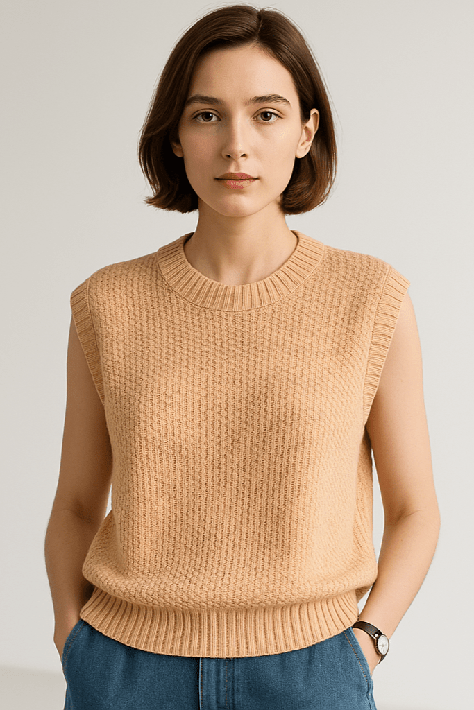 Jean | Brown Sleeveless Knitted Tank Top