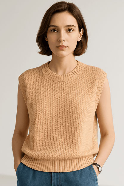 Jean | Brown Sleeveless Knitted Tank Top