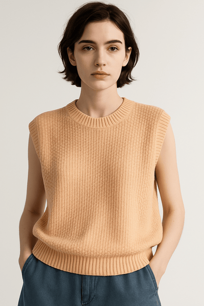 Jean | Brown Sleeveless Knitted Tank Top