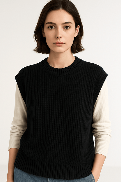 Jean | Brown Sleeveless Knitted Tank Top