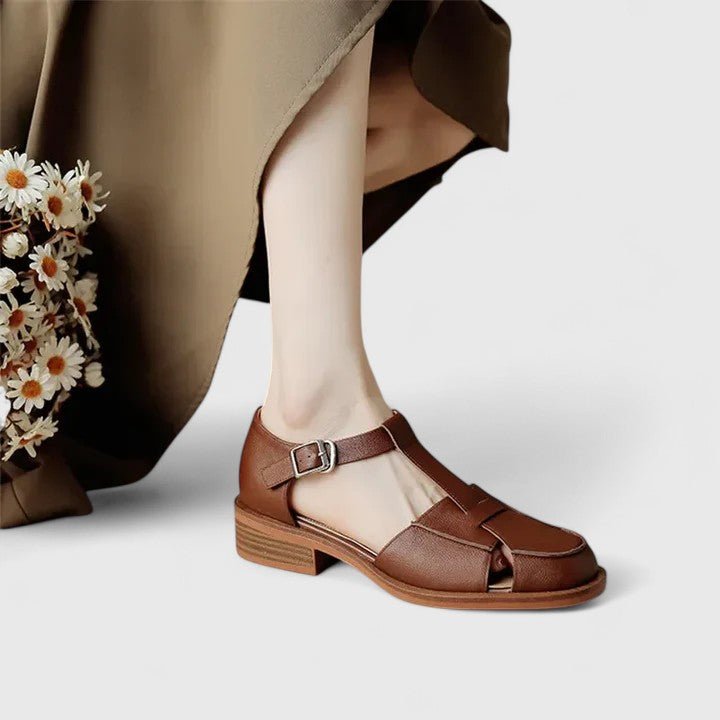 Jean | Beige T-Bar Cut-Out Mary Jane Shoes