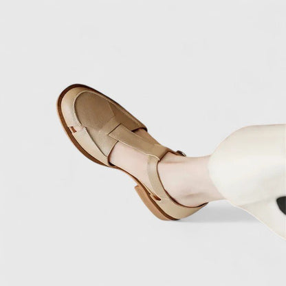 Jean | Beige T-Bar Cut-Out Mary Jane Shoes