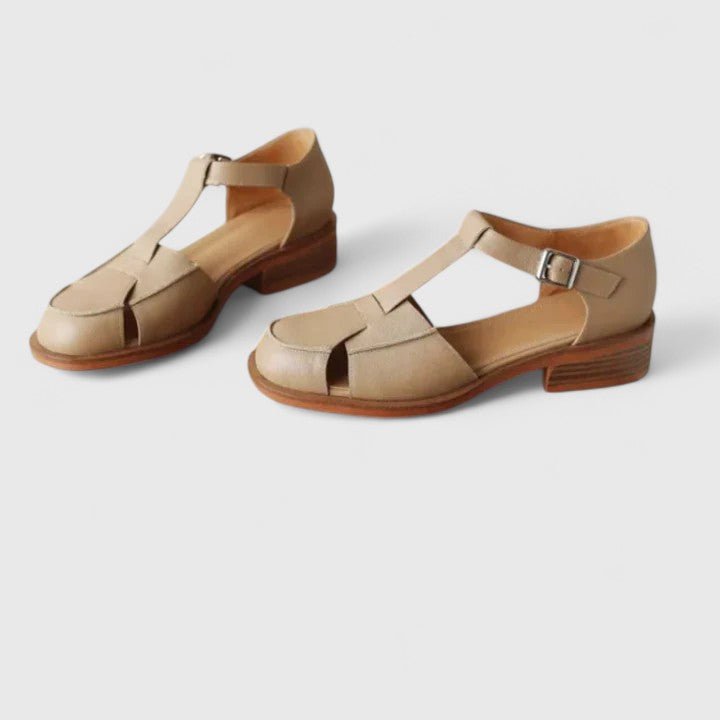 Jean | Beige T-Bar Cut-Out Mary Jane Shoes