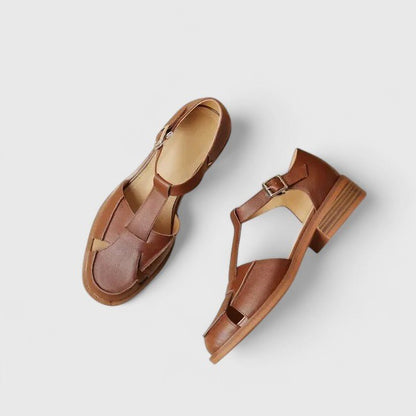 Jean | Beige T-Bar Cut-Out Mary Jane Shoes