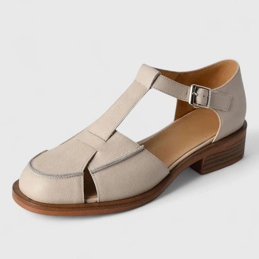 Jean | Beige T-Bar Cut-Out Mary Jane Shoes