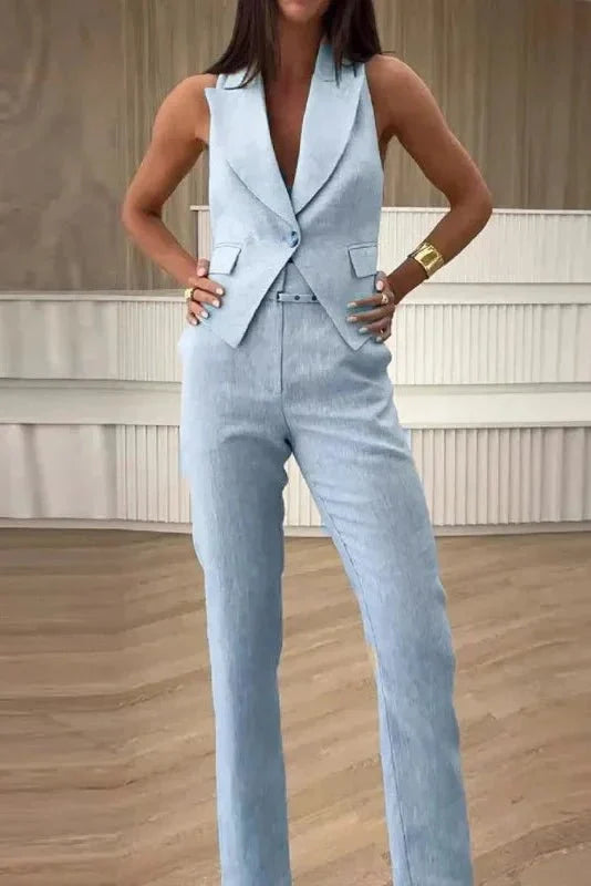 Jean | Textured Waistcoat & Trouser Set