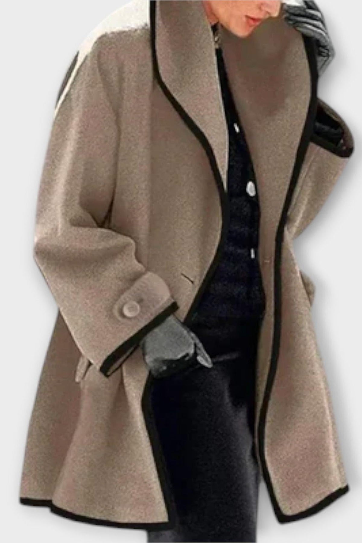 Jean | Ivory Contrast-Trim Tailored Coat