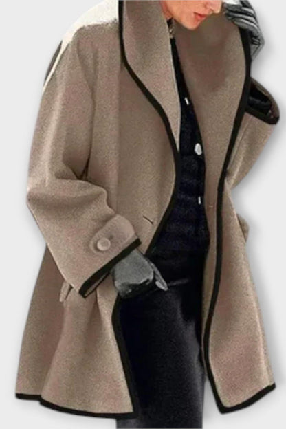 Jean | Ivory Contrast-Trim Tailored Coat