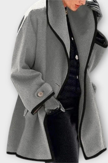 Jean | Ivory Contrast-Trim Tailored Coat
