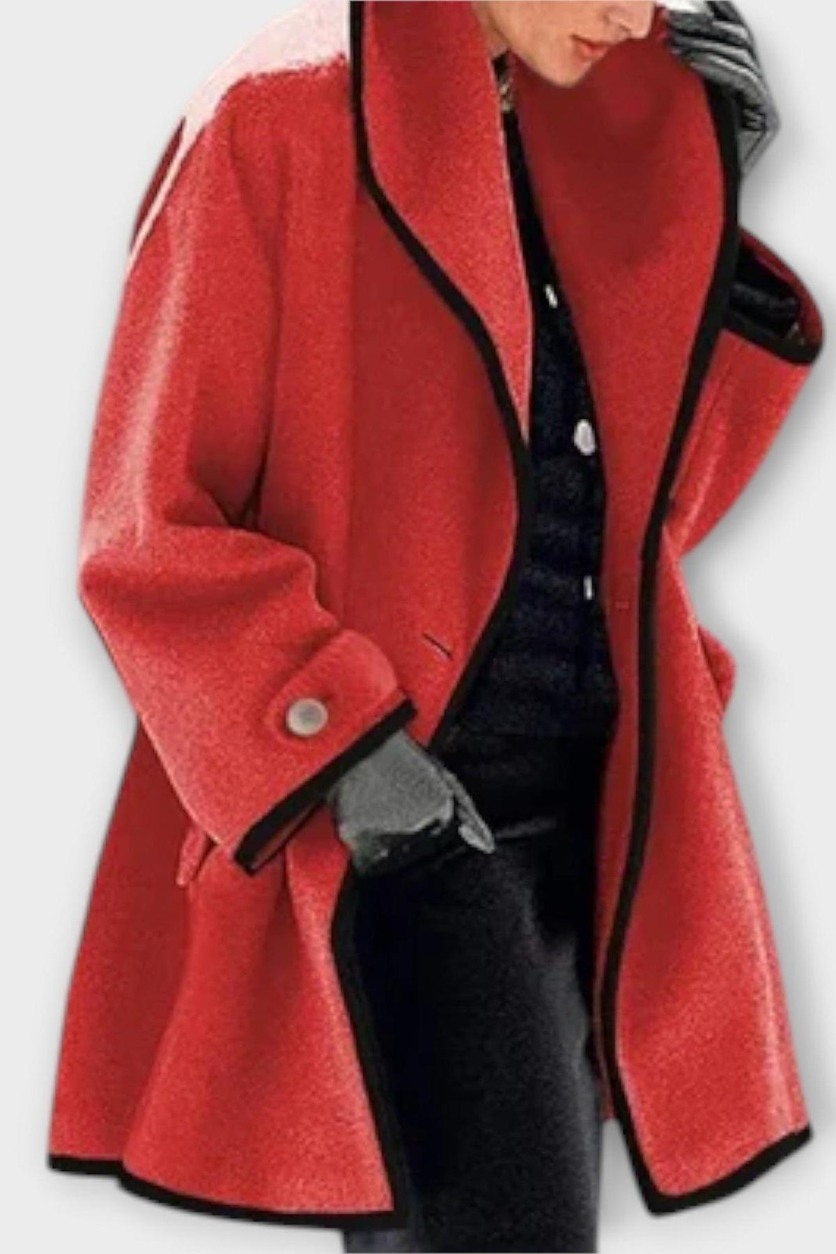 Jean | Ivory Contrast-Trim Tailored Coat