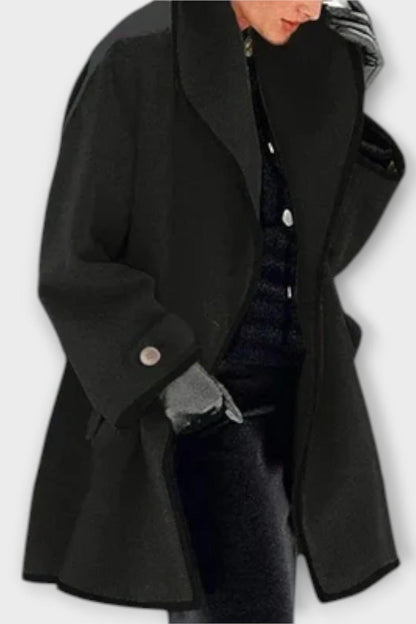 Jean | Ivory Contrast-Trim Tailored Coat