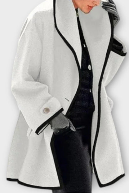Jean | Ivory Contrast-Trim Tailored Coat