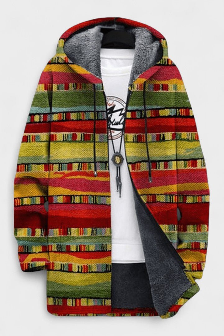 Isobel | Woven Stripe Hooded Zip Jacket