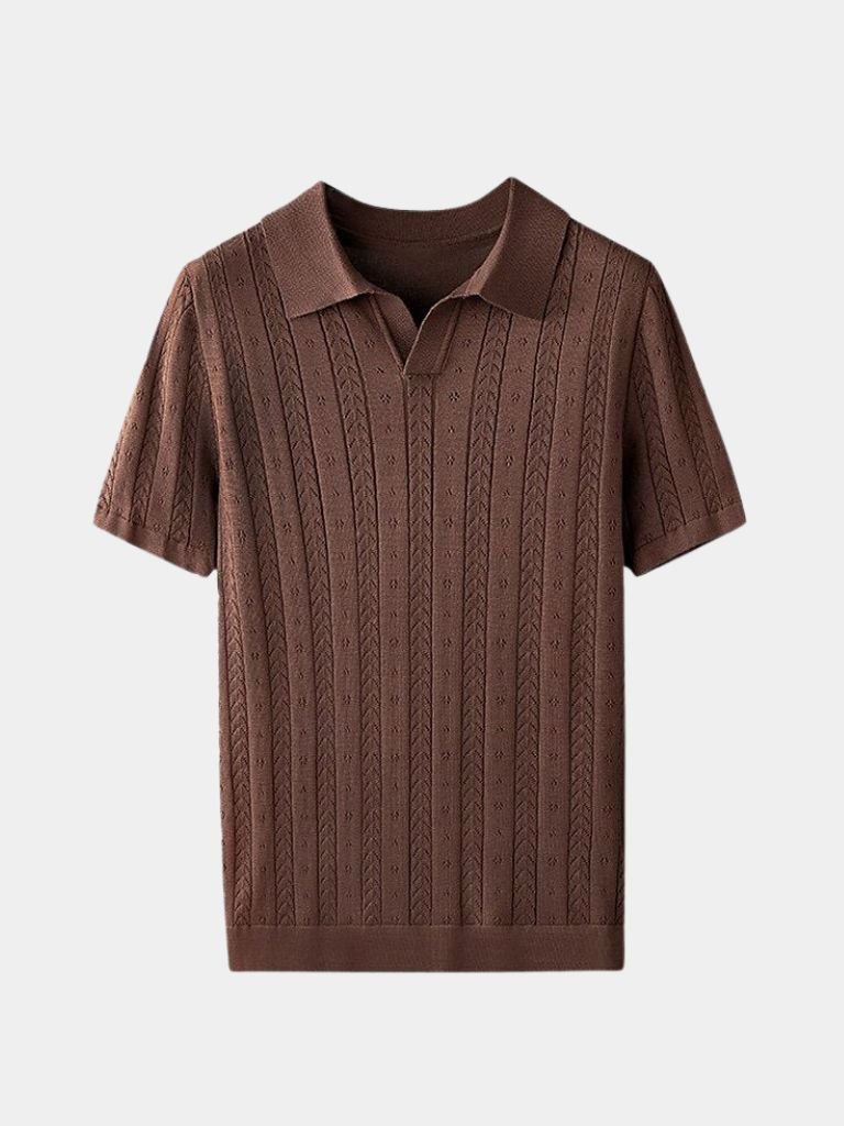 Ivor | Textured Knit Polo Shirt