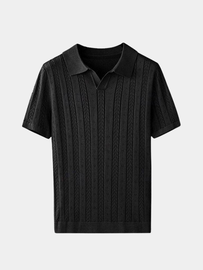 Ivor | Textured Knit Polo Shirt