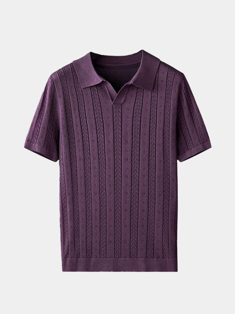 Ivor | Textured Knit Polo Shirt