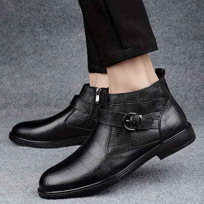 Jarvis | Brown Buckle Ankle Boots
