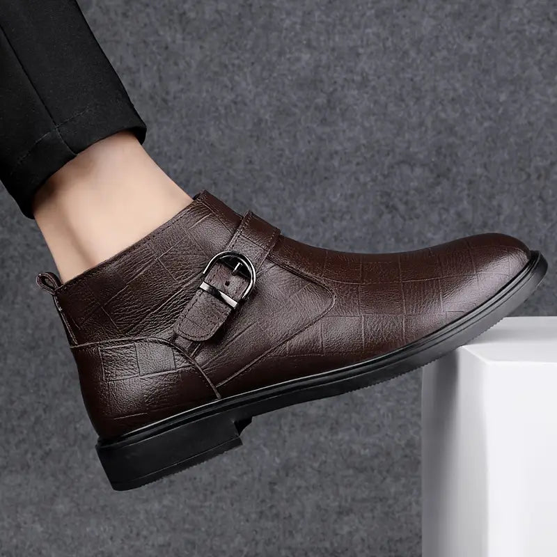 Jarvis | Brown Buckle Ankle Boots