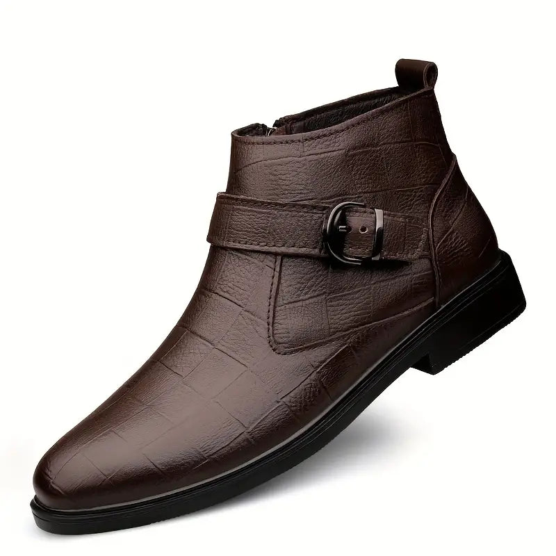 Jarvis | Brown Buckle Ankle Boots