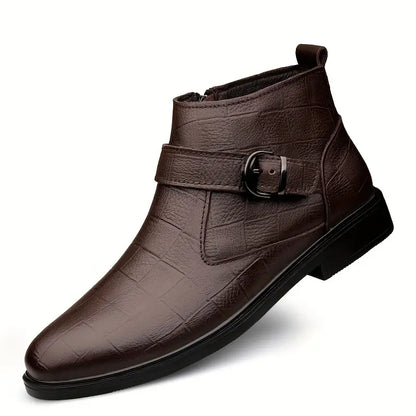 Jarvis | Brown Buckle Ankle Boots