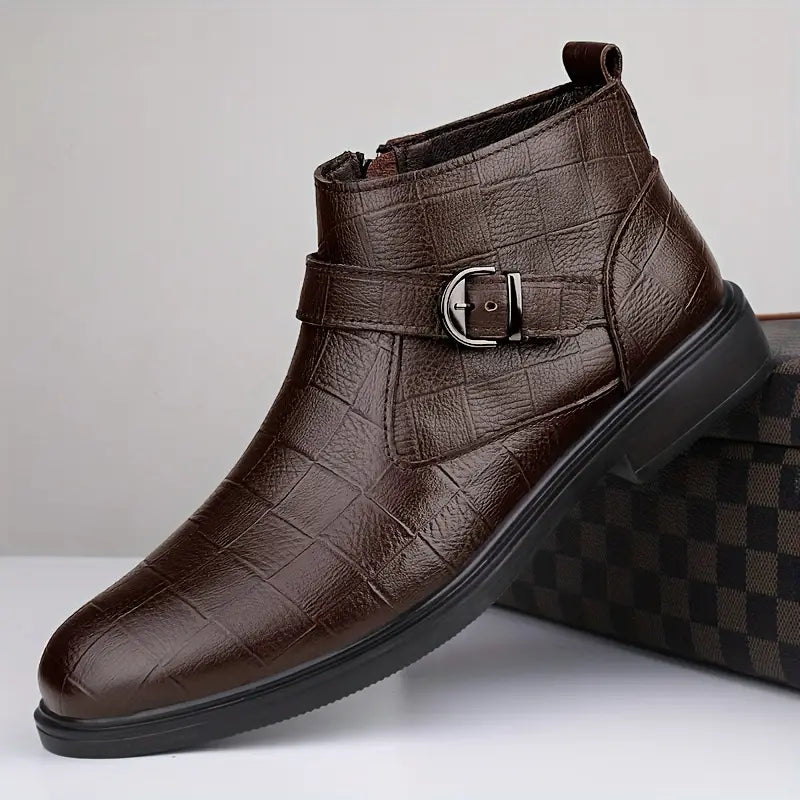 Jarvis | Brown Buckle Ankle Boots