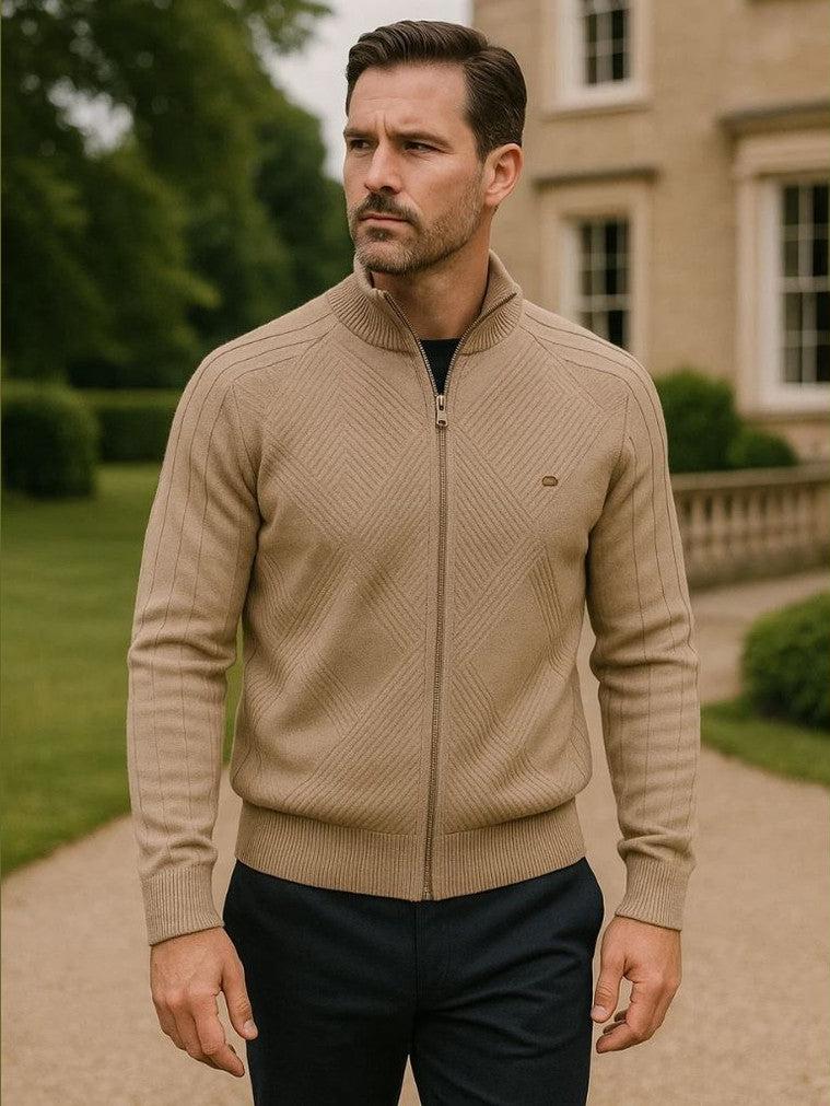 James | Taupe Zip Knit Jacket