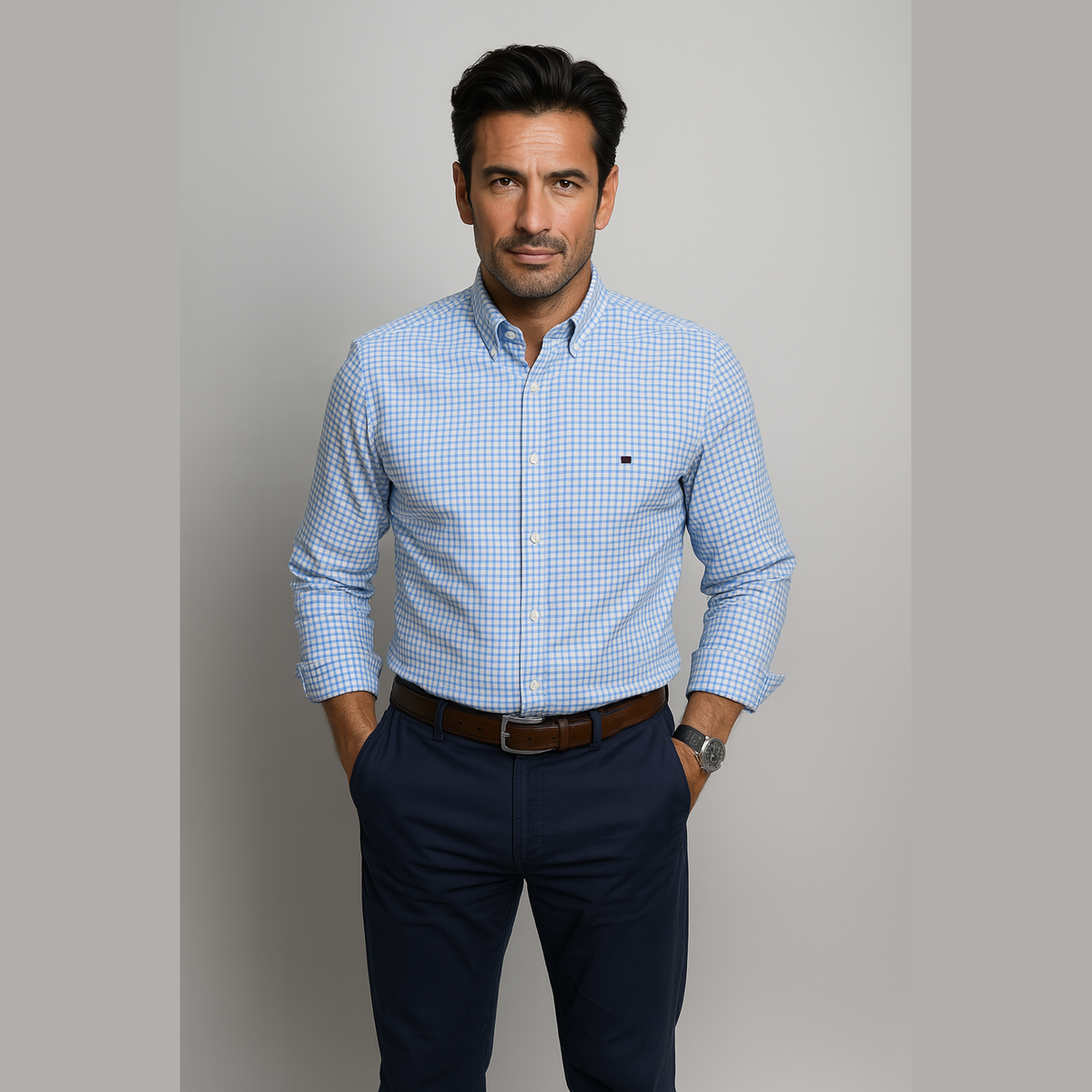 James | Light Blue Pinstripe Shirt
