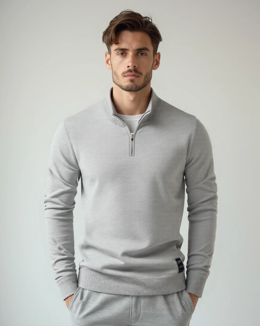 Jacob | Light Grey Half-Zip Jumper