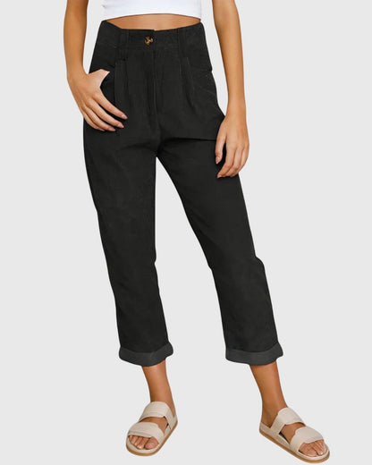Janice | Rust Corduroy Wide-Leg Trousers