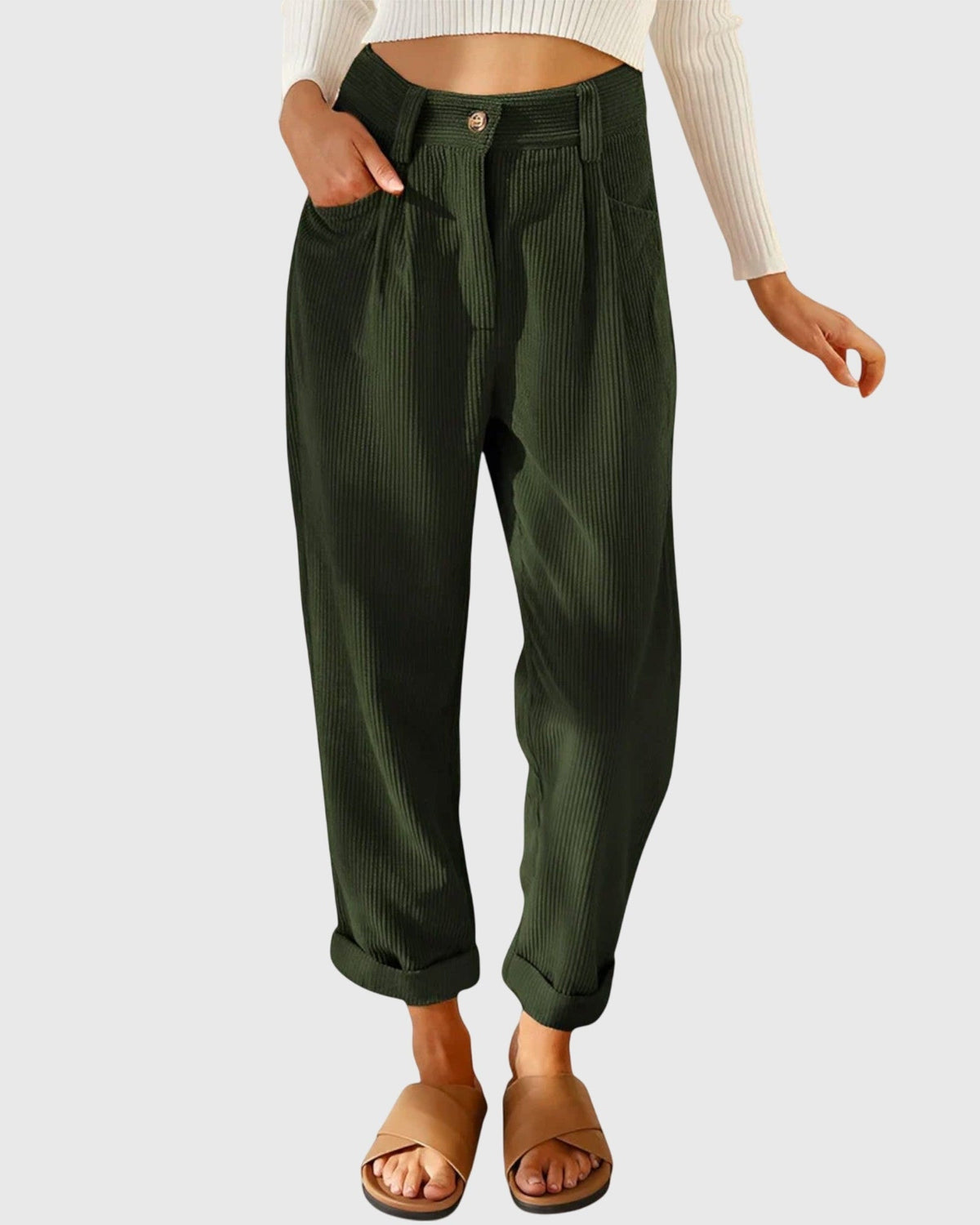 Janice | Rust Corduroy Wide-Leg Trousers