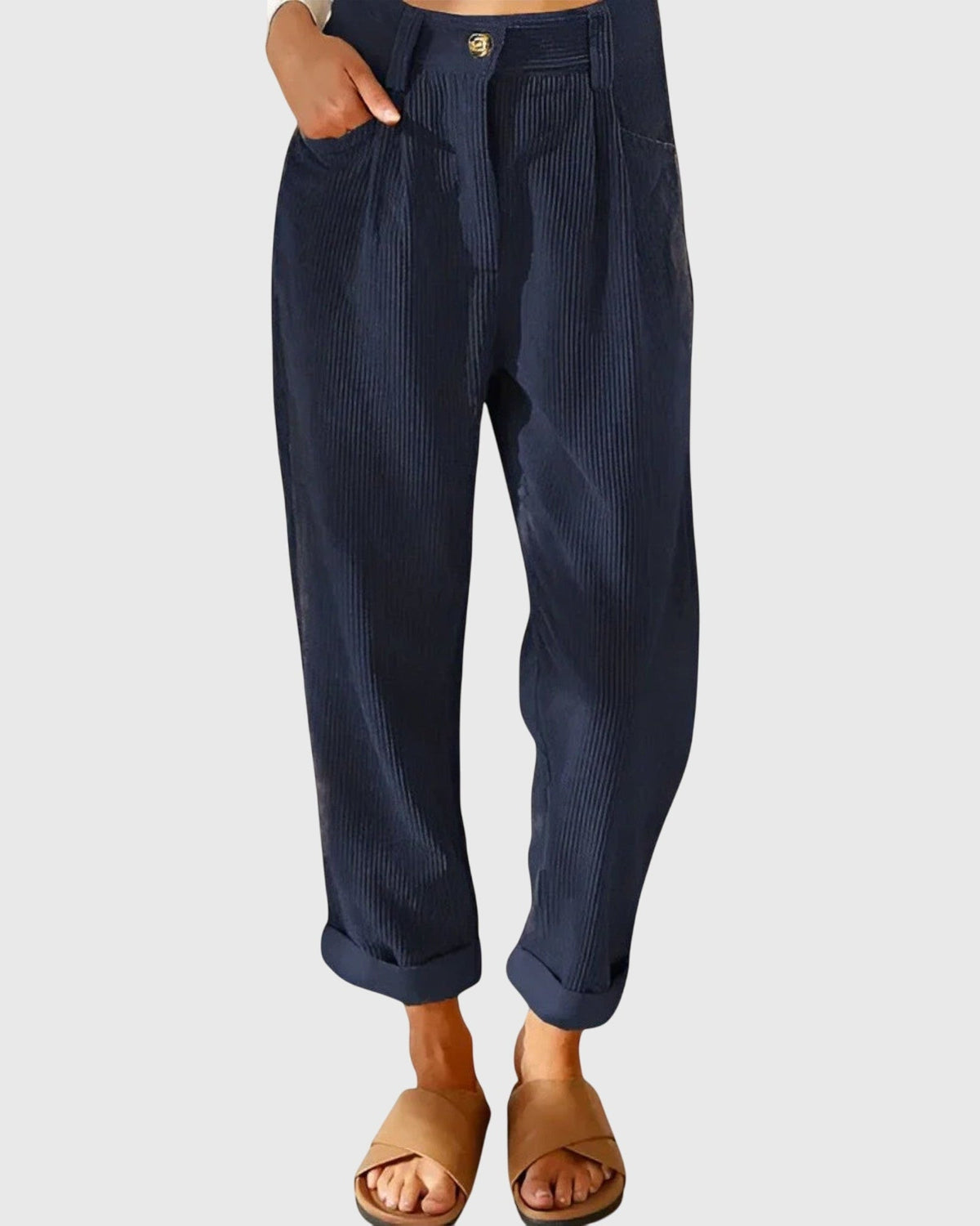 Janice | Rust Corduroy Wide-Leg Trousers