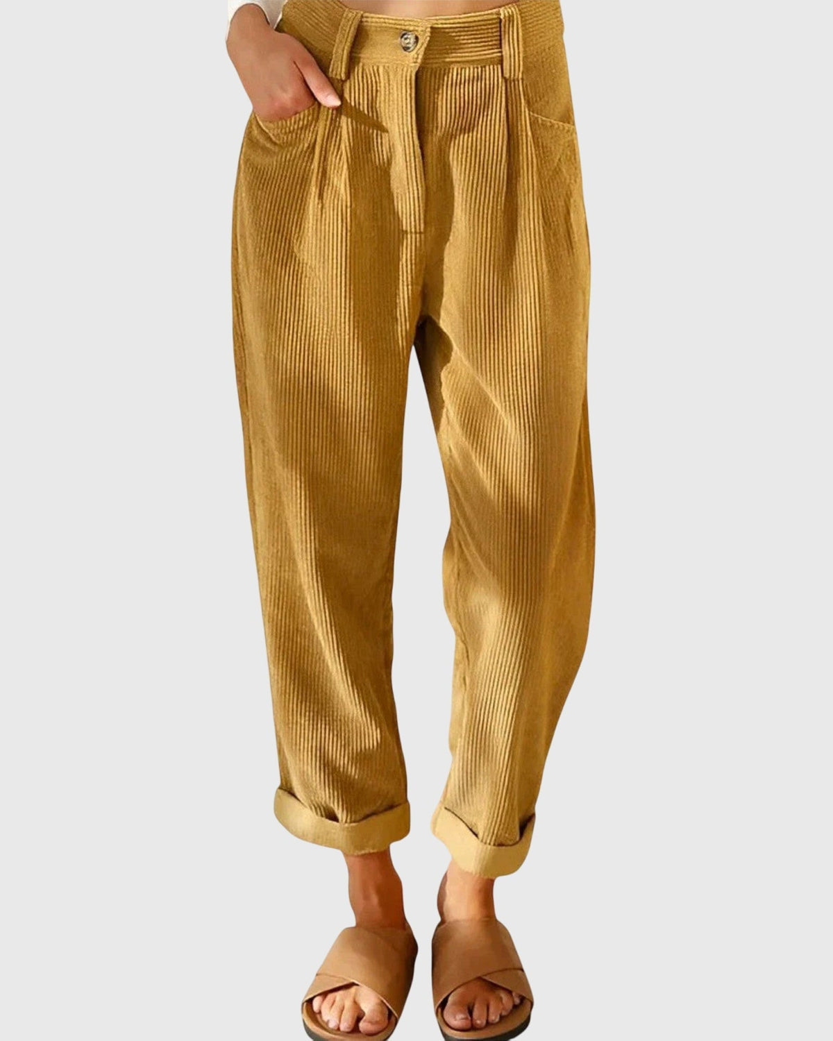 Janice | Rust Corduroy Wide-Leg Trousers