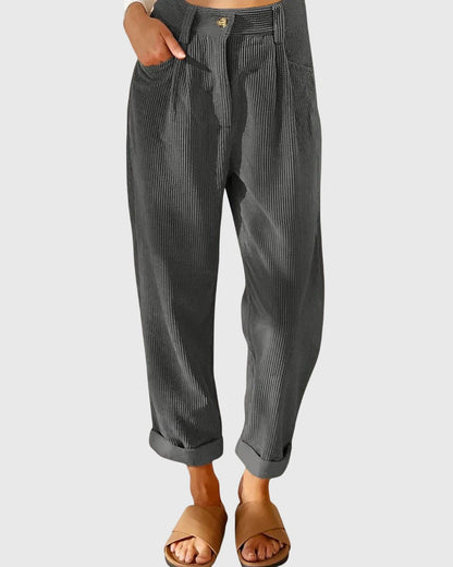 Janice | Rust Corduroy Wide-Leg Trousers