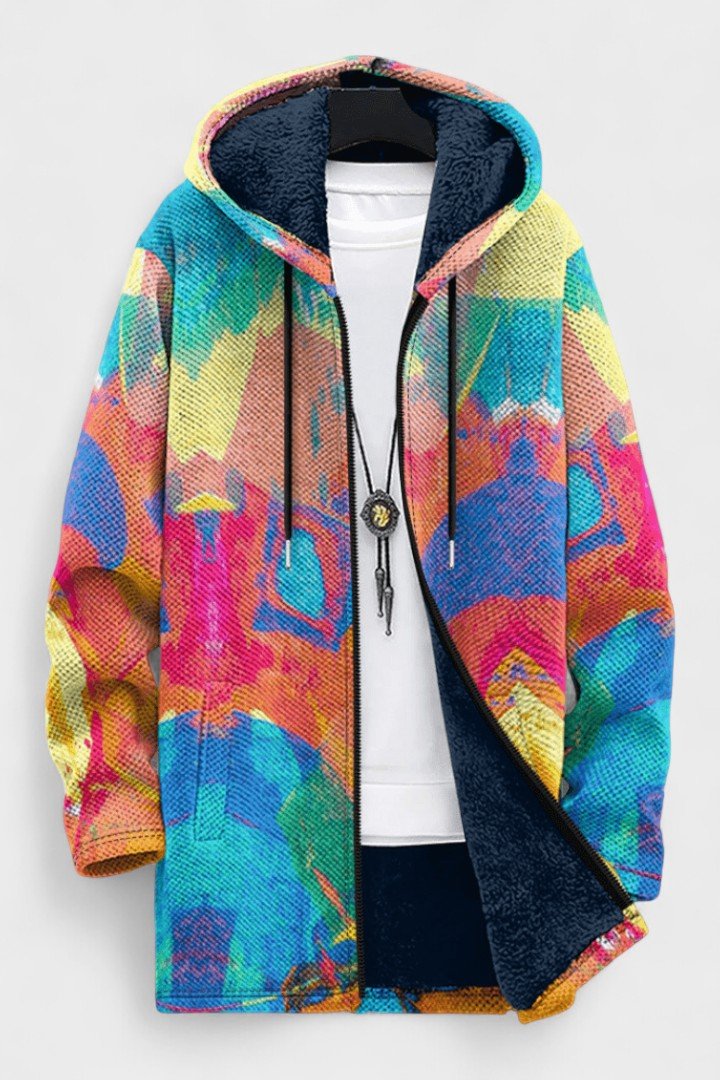 Janice | Abstract Colour Hooded Zip Jacket