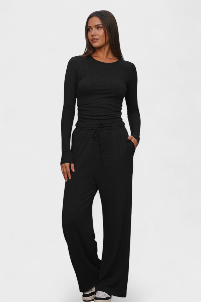 Janice | Long-Sleeve Top & Wide-Leg Trouser Set