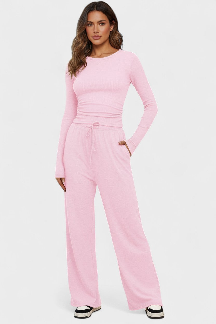 Janice | Long-Sleeve Top & Wide-Leg Trouser Set