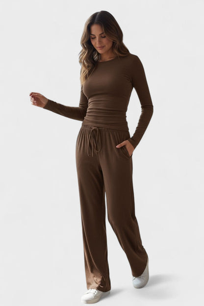 Janice | Long-Sleeve Top & Wide-Leg Trouser Set