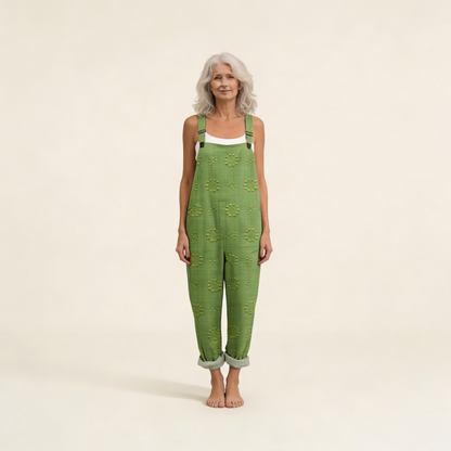 Eleanor | Green Textured Dungarees